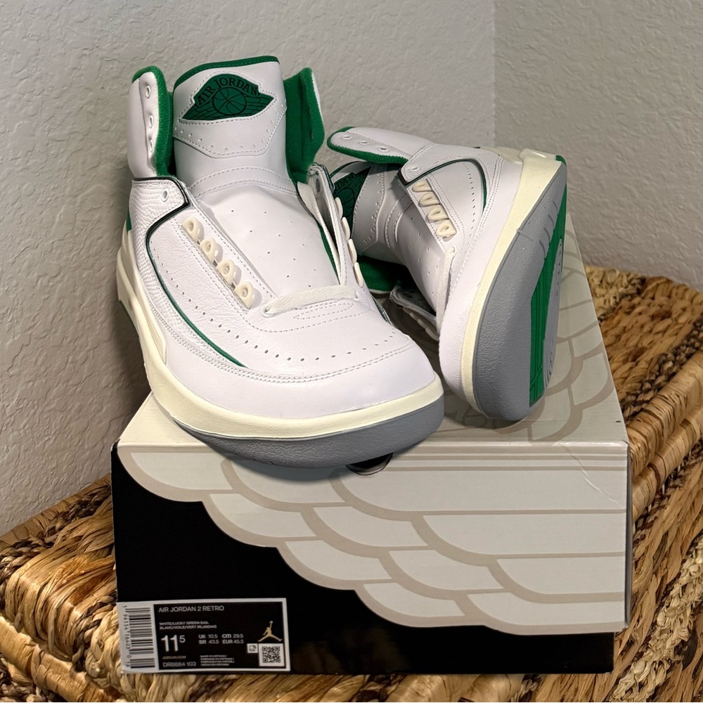 White and Green High-Top Sneakers